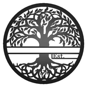 Round Tree of Life with Established Date Metal Wall Sign - Blank Template Example