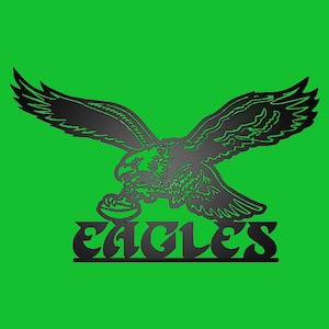 Old School Eagles Logo Metal Sign - Football Fan Steel Wall Hanging - Fly Eagles Fly - Man Cave Wall Sign - Home Bar Wall Decor - Easy Mount