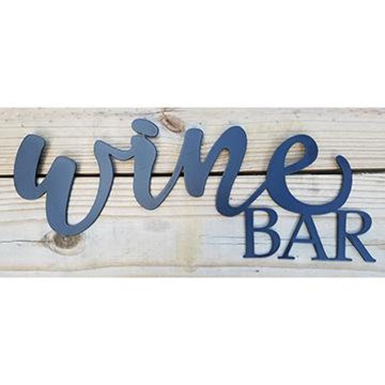 Wine Bar Script Metal Sign Home Wine Bar Sign Black Metal Etsy