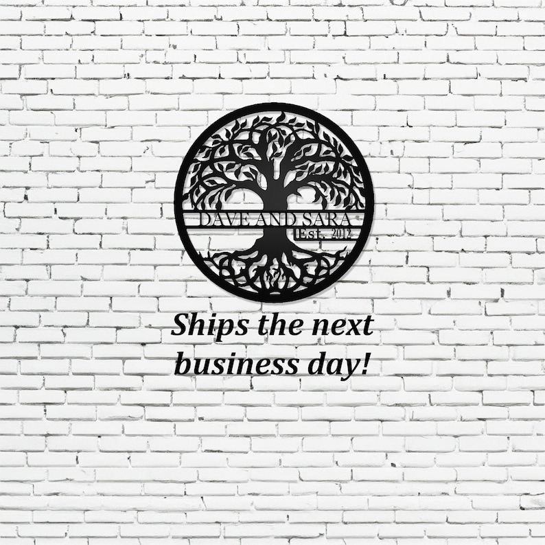 Personalized Tree of Life with EST Date from Nightingale Metal Design ships the next business day!
