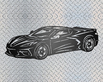 Letrero metálico para garaje Chevrolet Corvette 2020 - Nueva generación - Decoración para el hogar - Decoración de pared para bar - Amante de los coches