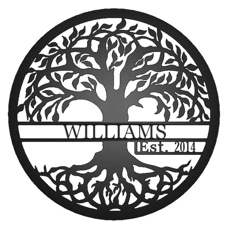 Round Tree of Life with Established Date Metal Wall Sign - Williams EST 2014