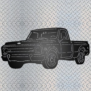 Truck Silhouette 1970 Chevrolet C10 Pickup Truck Metal Wall Sign - Chevy C10 Wall Art - Steel Garage Wall Hanging - Gift for Truck Lover