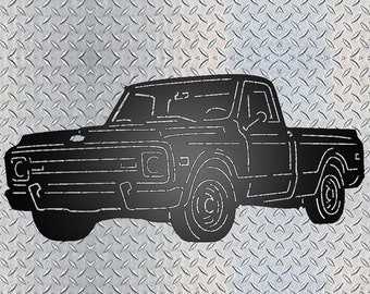 Truck Silhouette 1970 Chevrolet C10 Pickup Truck Metal Wall Sign - Chevy C10 Wall Art - Steel Garage Wall Hanging - Gift for Truck Lover