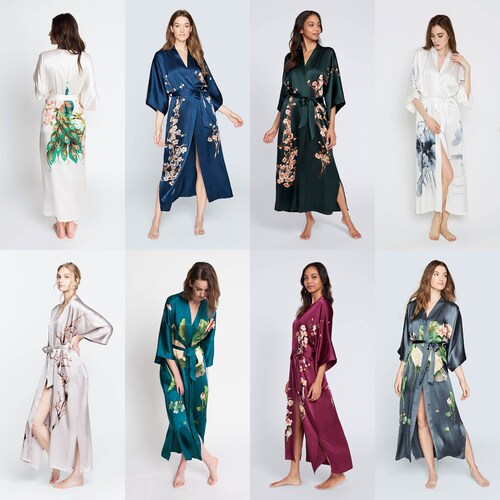 Silk Kimono Robes multiple Designs Long KIMONO Silk - Etsy