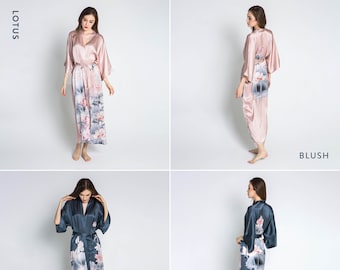 Silk Kimono Robes (Long) - LOTUS | KIM+ONO Silk Collection - hand crafted for Brides, Bridesmaids & Birthdays