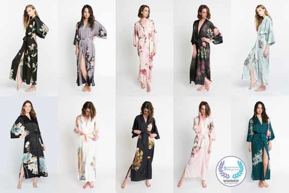 Kimono Robes Multiple Designs Long KIMONO Charmeuse | Etsy