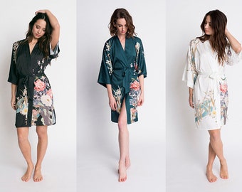Kimono Robe - Spring Floral (Short Robe) | KIM+ONO Charmeuse Collection - Bridesmaid Robes, Robes for Women, Floral Robe