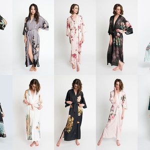 Kimono Robes (Multiple Designs) - Long | KIM+ONO Charmeuse Collection - Gifts for Brides, Bridesmaids, Birthdays + Anniversaries