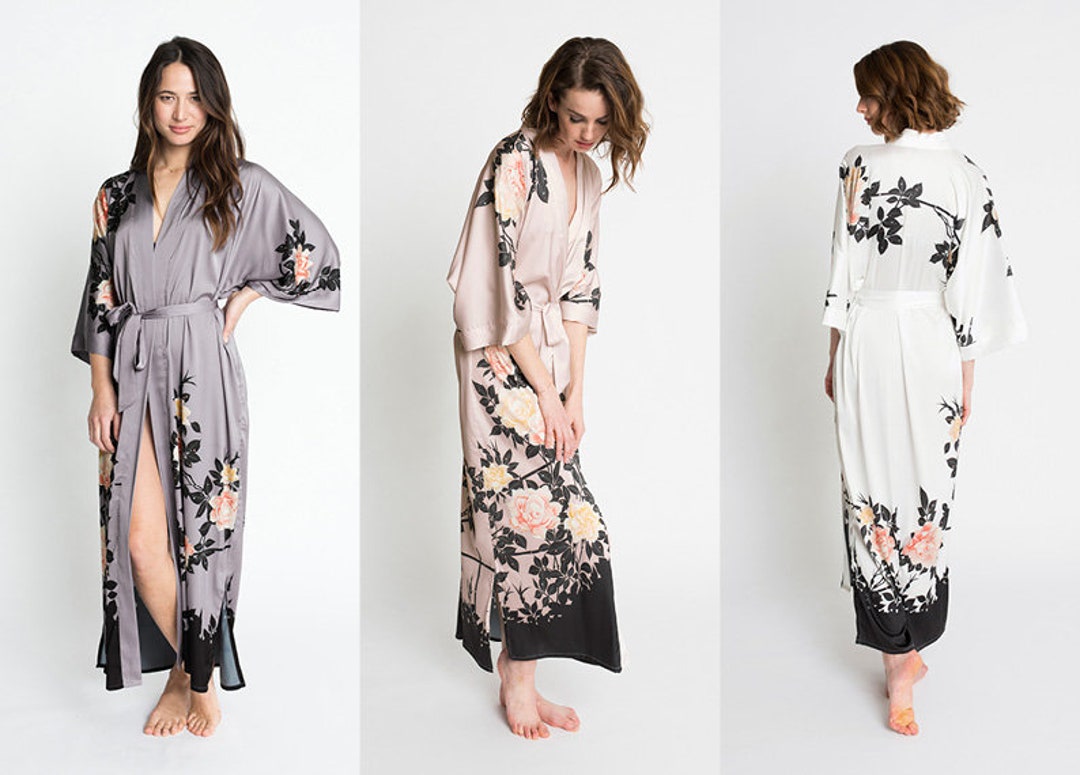 Kimono Robe Blush Rose long Robe KIMONO Charmeuse Collection Robes for ...