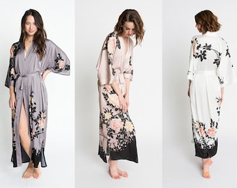 Kimono Robe - Blush Rose (Long Robe) | KIM+ONO Charmeuse Collection - Robes for Bridesmaids, Womens Robe Long, Long Kimono