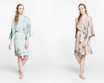 Kimono Robe - Fura (Short Robe) | KIM+ONO Charmeuse Collection - Bridesmaid Robes, Robes for Women, Floral Robe