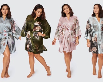 Plus Size Silk Kimono Robes (Multiple Designs) - Short | KIM+ONO Curve Collection - hand crafted for Brides, Bridesmaids & Birthdays