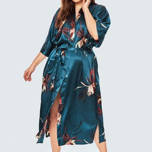 Plus Size Kimono Robes (Multiple Designs) - Long | KIM+ONO Curve Collection in Satin - Gifts for Brides, Bridesmaids & Anniversaries image 2
