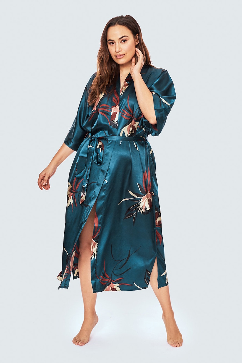 Plus Size Kimono Robes (Multiple Designs) - Long | KIM+ONO Curve Collection in Satin - Gifts for Brides, Bridesmaids & Anniversaries image 2
