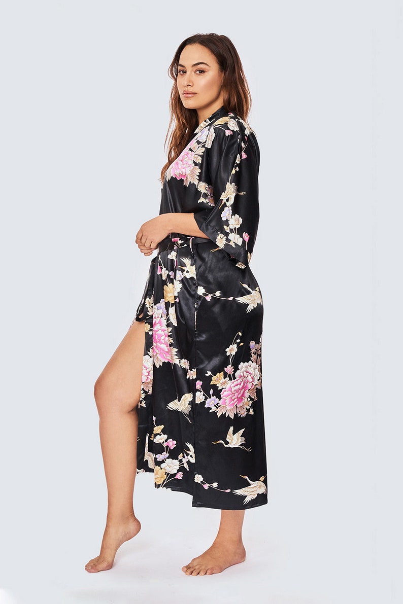 Plus Size Kimono Robes (Multiple Designs) - Long | KIM+ONO Curve Collection in Satin - Gifts for Brides, Bridesmaids & Anniversaries image 3