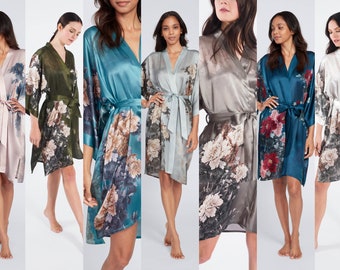 Silk Kimono Robes (Short) - KEINA | KIM+ONO Silk Collection - handcrafted Brides, Bridesmaids & Birthday robes for women