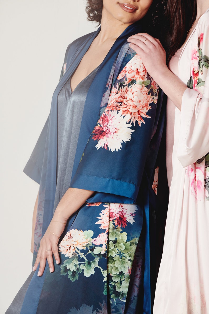 Kimono Robe Coral Chrysanthemum long Robe KIMONO | Etsy
