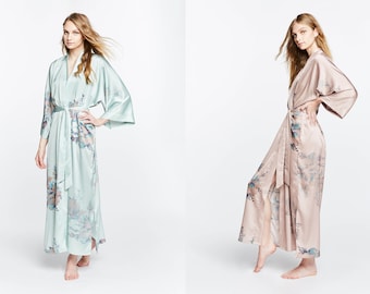 Kimono Robe - Fura (Long Robe) | KIM+ONO Charmeuse Collection - Robes for Bridesmaids, Womens Robe Long, Long Kimono