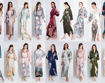 Silk Kimono Robes (Multiple Designs) - Long | KIM+ONO Silk Collection - hand crafted for Brides, Bridesmaids & Birthdays