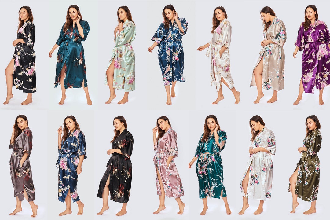 Plus Size Kimono Robes multiple Designs Long KIMONO Curve Collection in ...
