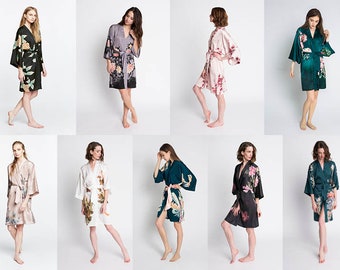 Kimono Robes (Multiple Designs) - Short | KIM+ONO Charmeuse Collection - Gifts for Brides, Bridesmaids, Birthdays + Anniversaries