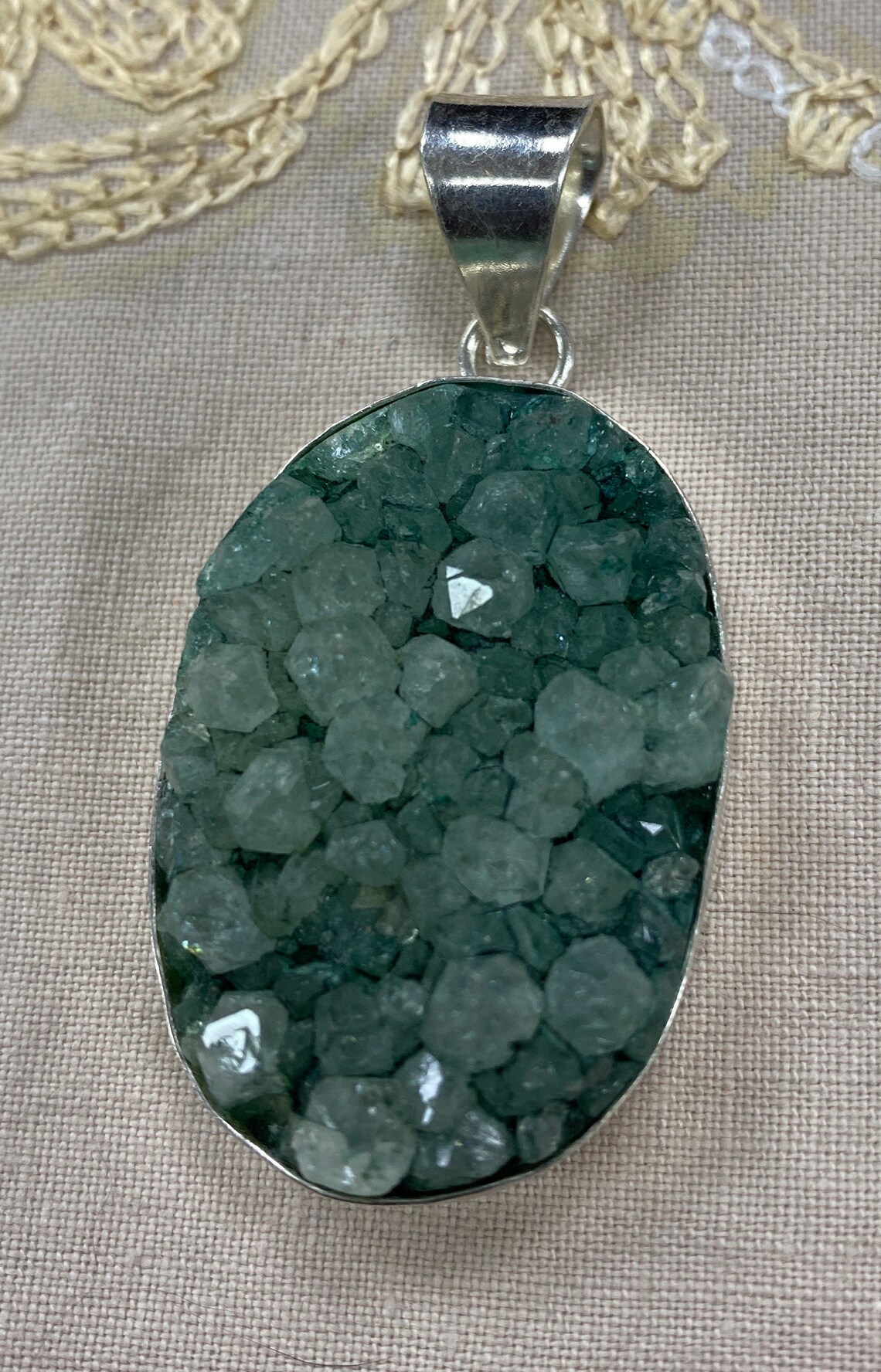 Stunning Emerald Green Quartz Crystal Pendant In Silver | Etsy