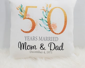 Personalized 50 Years Married, 50 Years Pillow Cover, 50th Wedding Anniversary, Golden Anniversary Pillow, Wedding Gift, Anniversary Pillow
