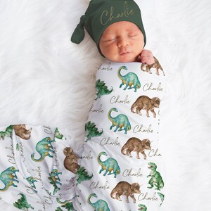 Dinosaur Baby Boy Swaddle,  Personalized  Baby Boy Blanket, Baby Swaddle, Baby Shower Gift, Plush Blanket, Baby Name Blanket, Baby Sherpa