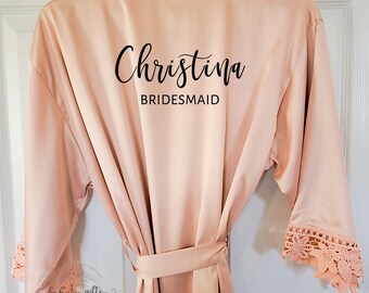 Personalized Bridesmaid robes, Getting ready robes, Wedding robes, Bridal party robes, Bride robe, Bridesmaid Robe, Cotton robes, Lace robes