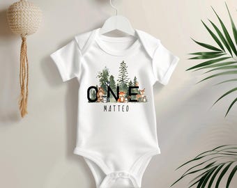 Woodland 1st Birthday Boy Outfit | First Birthday Boy Woodland | Woodland First Birthday Bodysuit