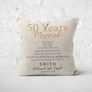 50th Wedding Anniversary Pillow