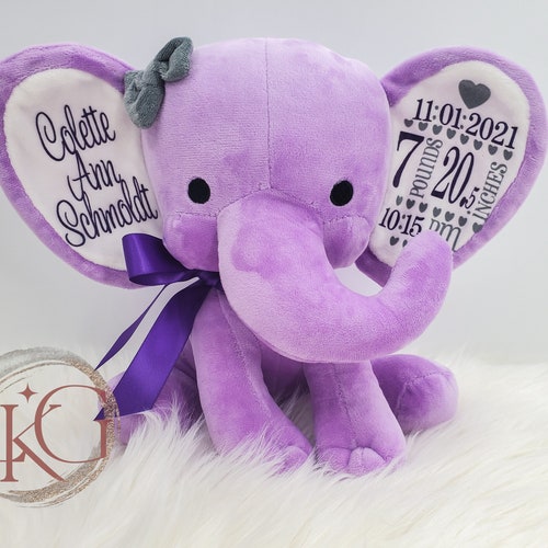 Personalized Elephant Birth Announcement Keepsake Elephant Etsy Canada