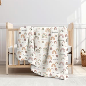 Personalized Baby Blanket - Rainbow Design | Custom Baby Name Blanket | New Baby Gift | Rainbow Baby Swaddle Blanket