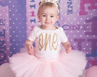 Baby Girl 1st Birthday Outfit, First Birthday Outfit girl, Pink and Gold Birthday Outfit, Girls Birthday Outfit, Pink Gold Birthday Girl