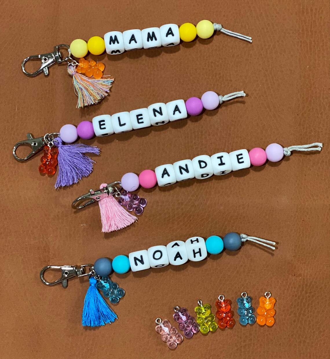 Bag Tag/keychain Silicone Beaded Name Tags for Your Personal Etsy