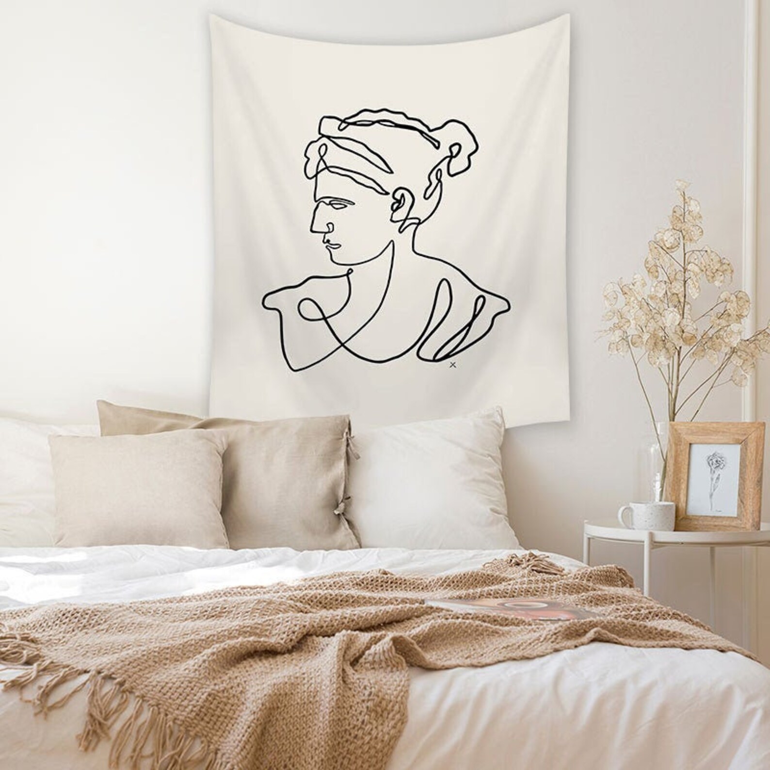 Portrait Art Tapestry Stickfigure Wall Hanging Bedroom Wall Etsy