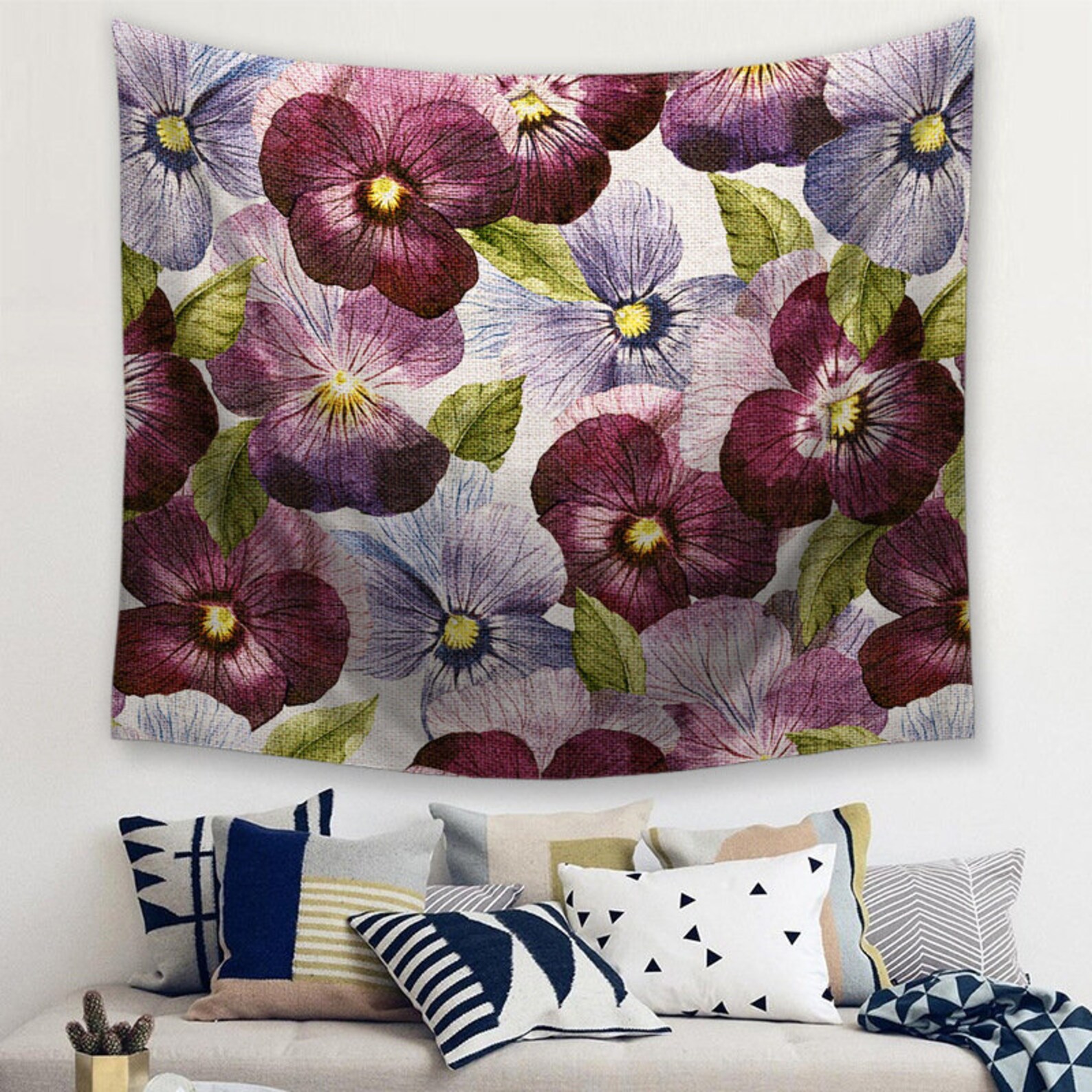 Flower Tapestry Vintage Art Wall Hanging The Red Flowers Etsy