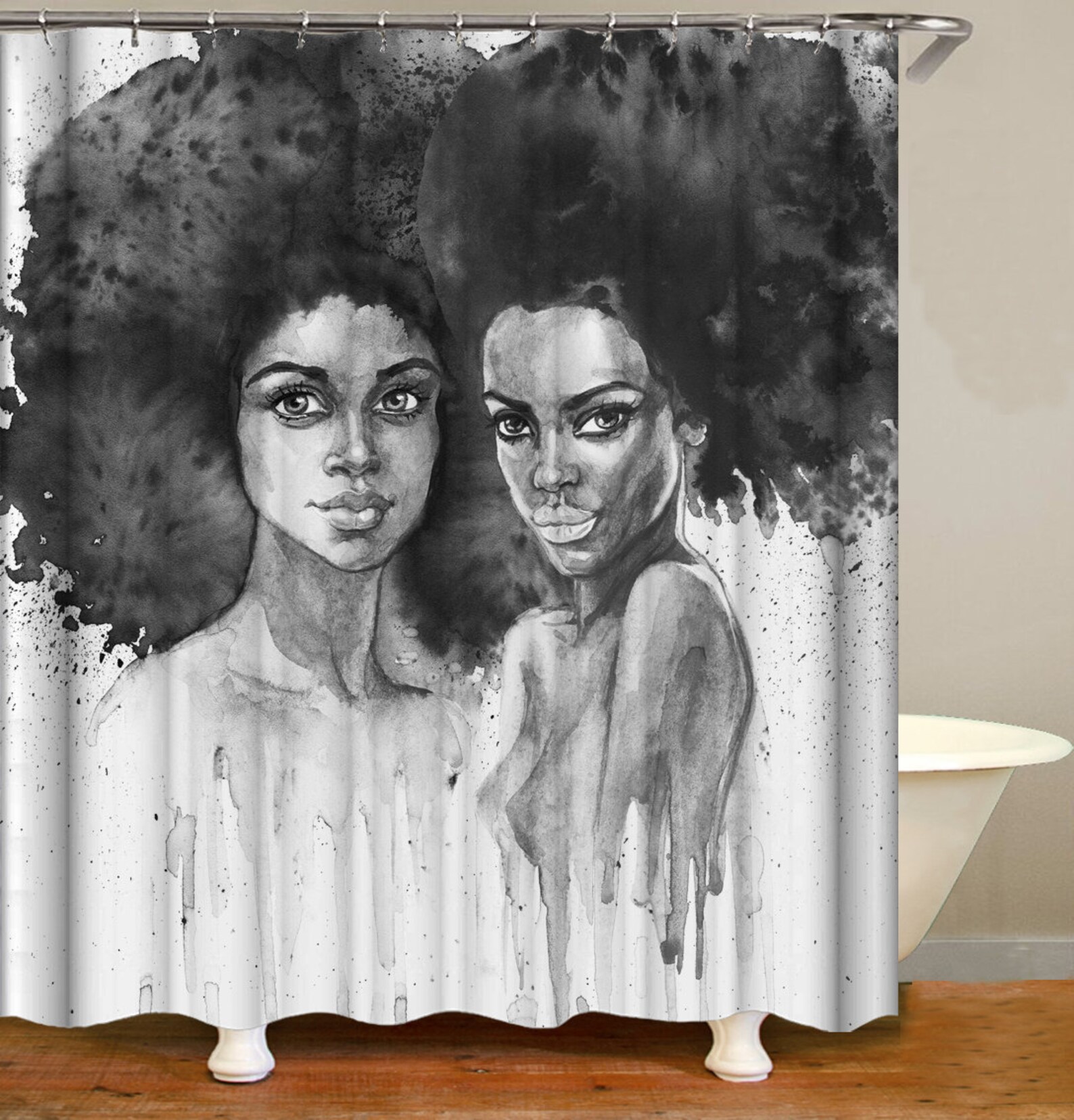 African girl Shower Curtain African woman Bath Curtain Etsy