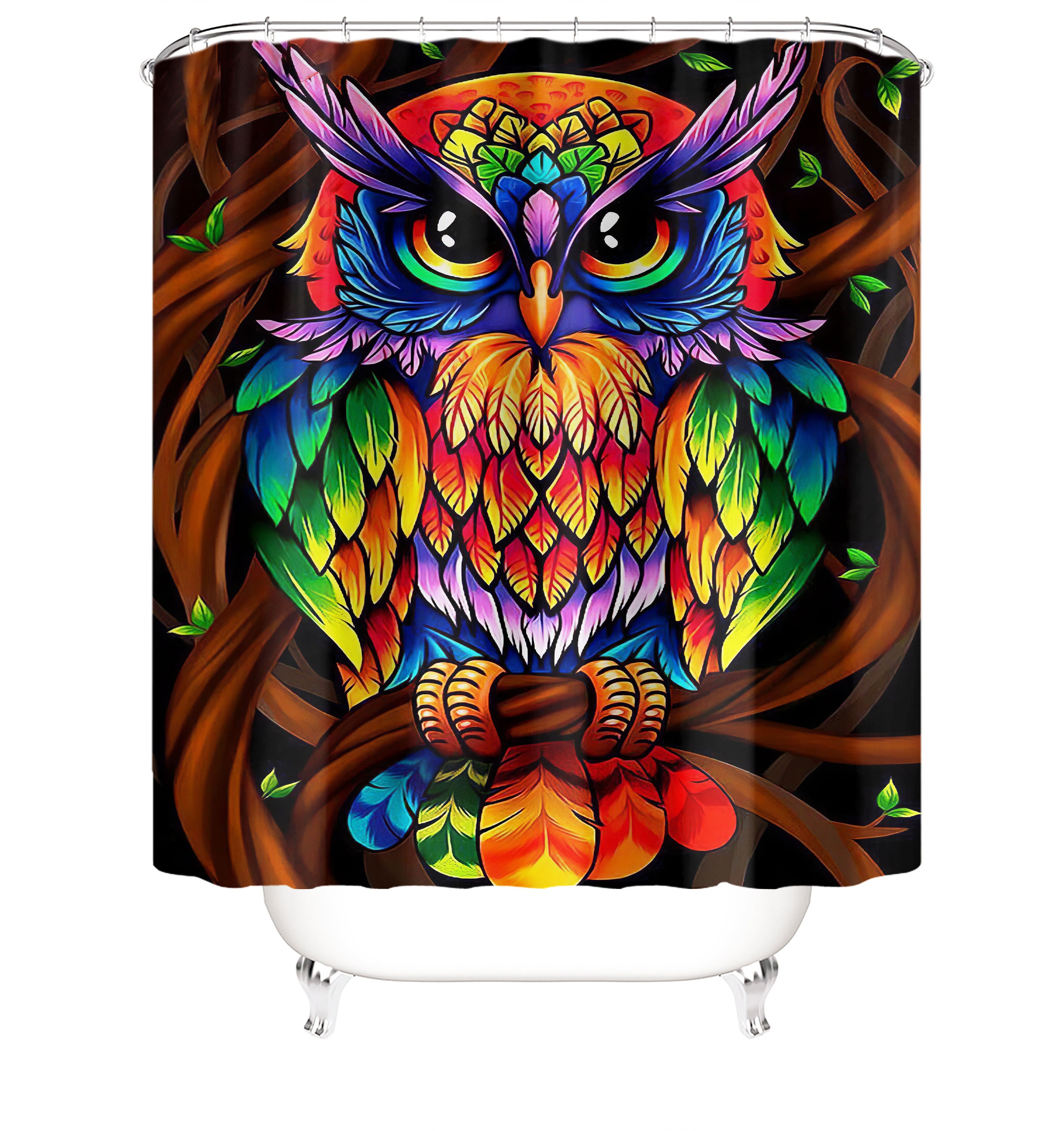 Der Eulen Duschvorhang Farbenfroher Badevorhang | Etsy