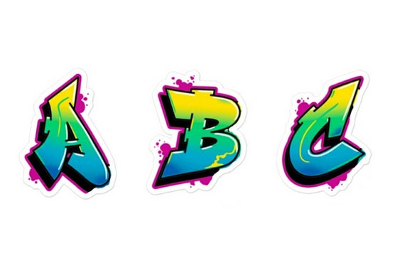 Graffiti Letter STICKERS Individual Letters Create Your Own