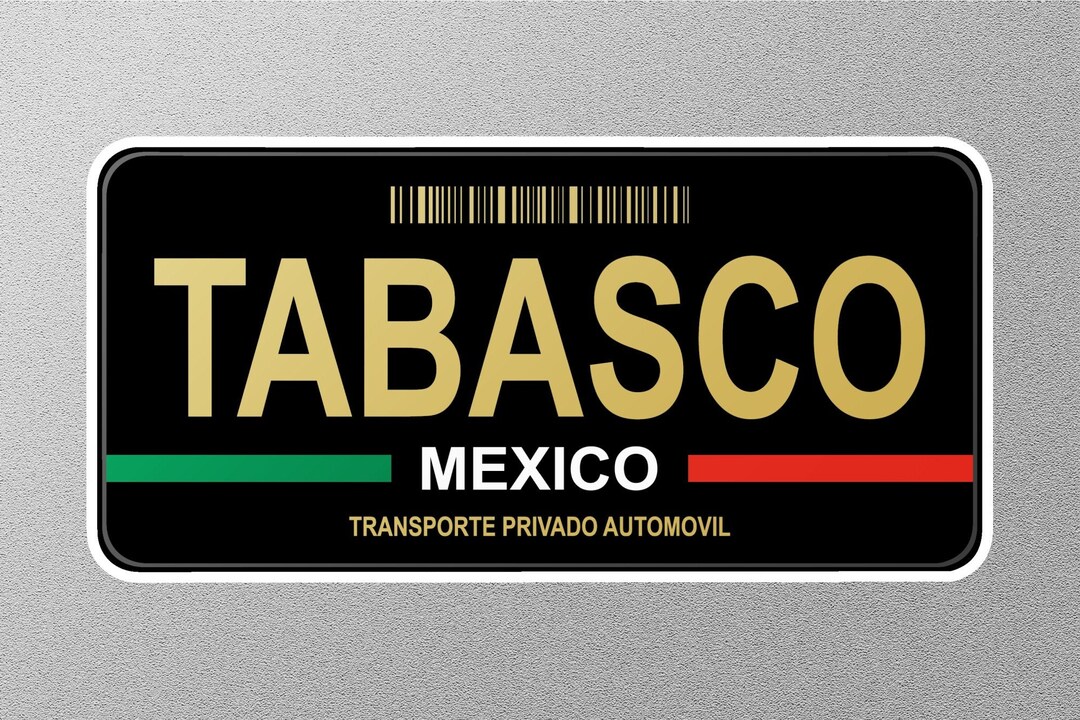 Tabasco Mexico License Plate Sticker Etsy