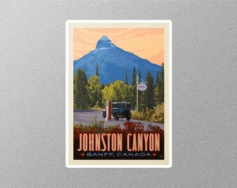 vintage Johnston Canyon Autocollant de voyage