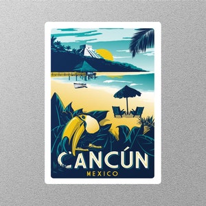 Vintage Cancun Mexico Travel Sticker