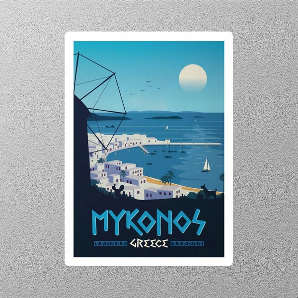 Vintage Mykonos Grèce Voyage Sticker