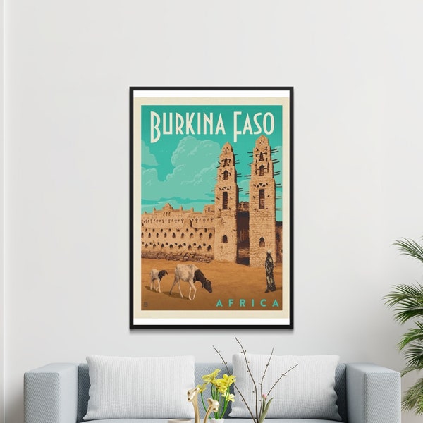 Vintage Burkina Faso Reise Poster - Mattes Papier