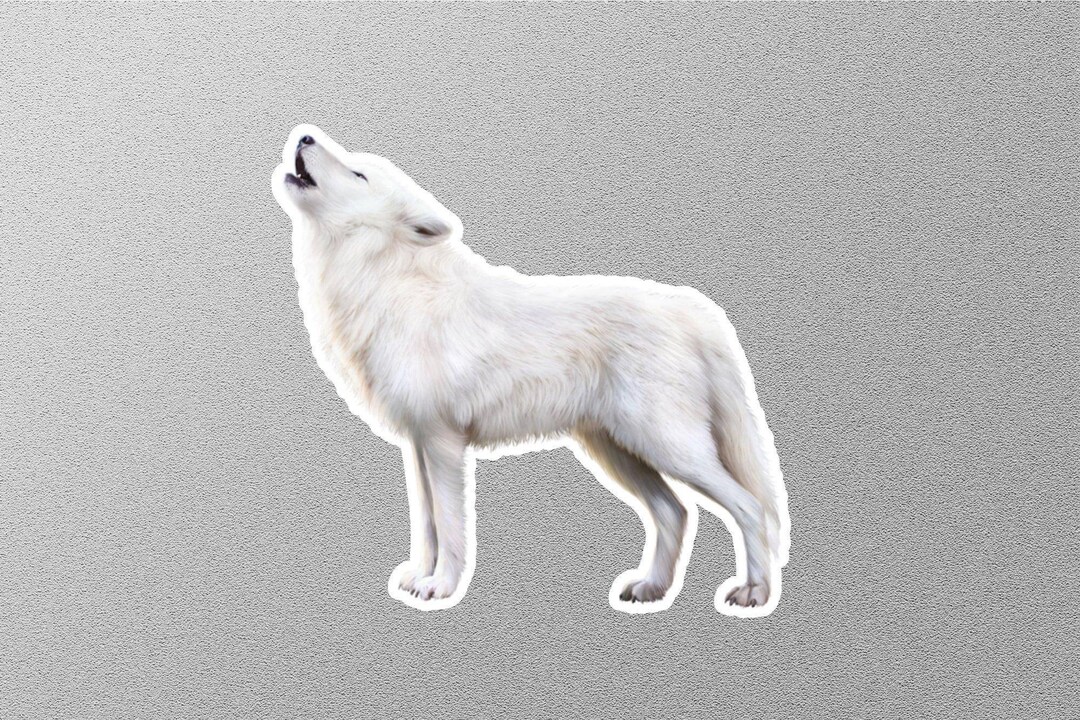 White Wolf Howling Sticker Etsy