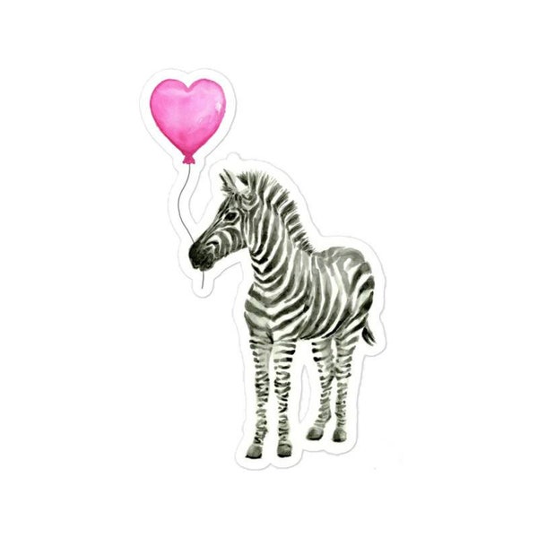 Zebra Heart Balloon Sticker