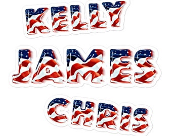 Personalized USA Font STICKERS , Custom Name America Style Stickers