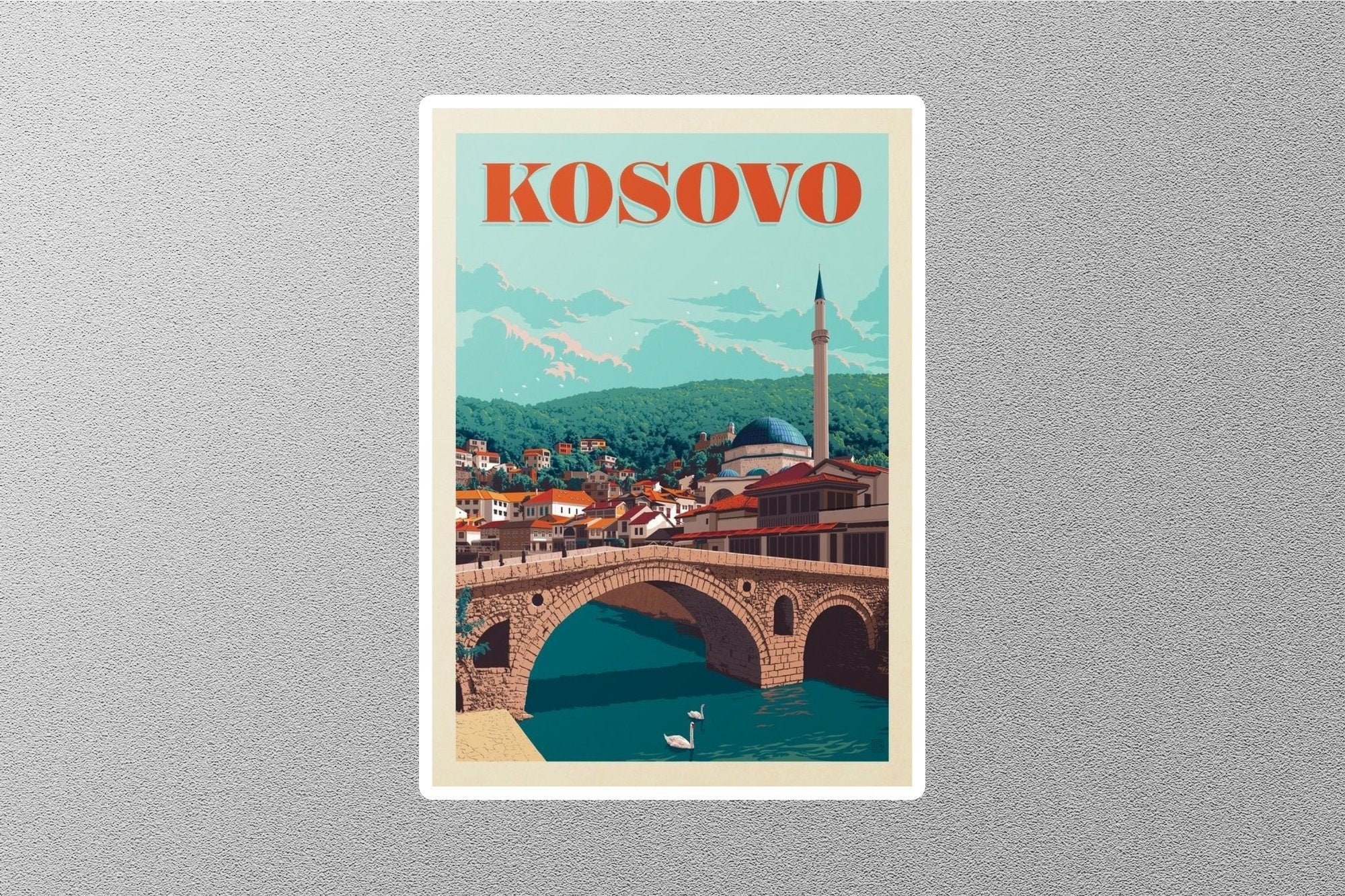 Kosovo Kosovan-Flagge Kosova, 40 mm (1,6 Zoll) Handy-Vinyl-Mini-Aufkleber,  6 Stück: : Garten